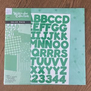 Making Memories Watercolor Collection Scrapbook Paper/Stickers- Green